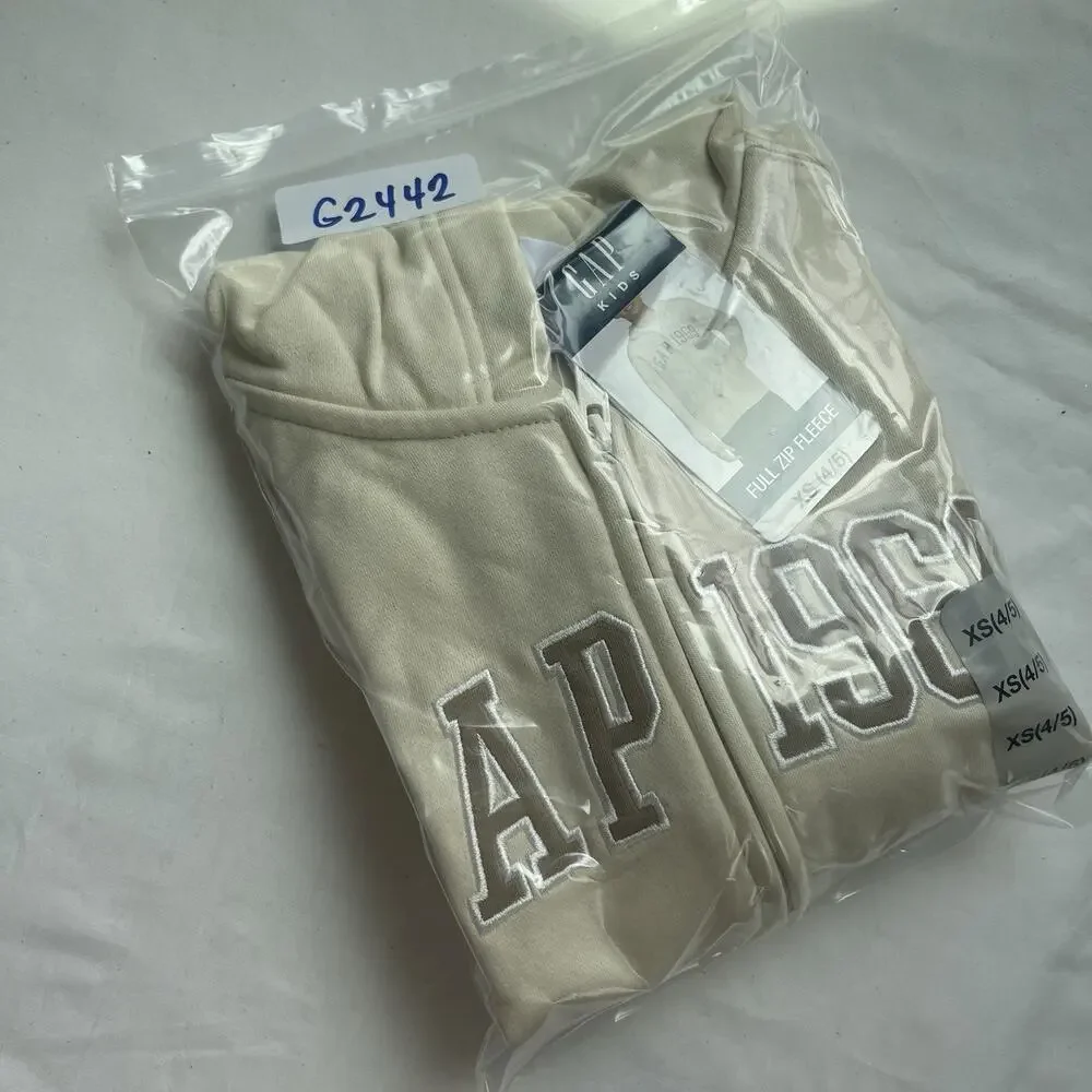 Gap Kids Boys Full Zip‎ Fleece Hoodie Size XSmall 4/5 Birch